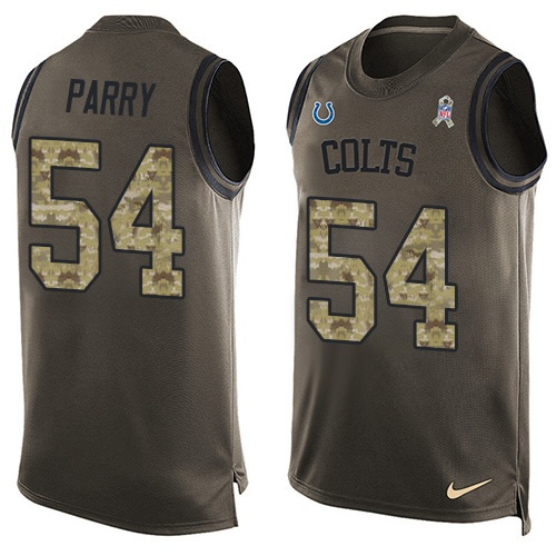 Men's Limited David Parry Nike Jersey Green - #54 Salute to Service Tank Top NFL Indianapolis Colts